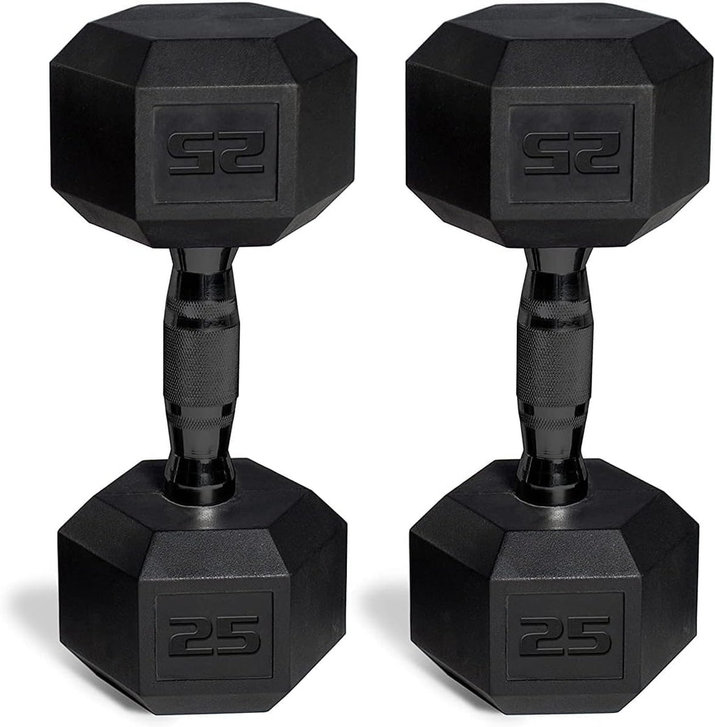 Cap Barbell 50 Lbs Coated Dumbbell Set With Black Handles, 25Lbx2