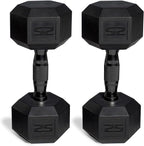 Cap Barbell 50 Lbs Coated Dumbbell Set With Black Handles, 25Lbx2