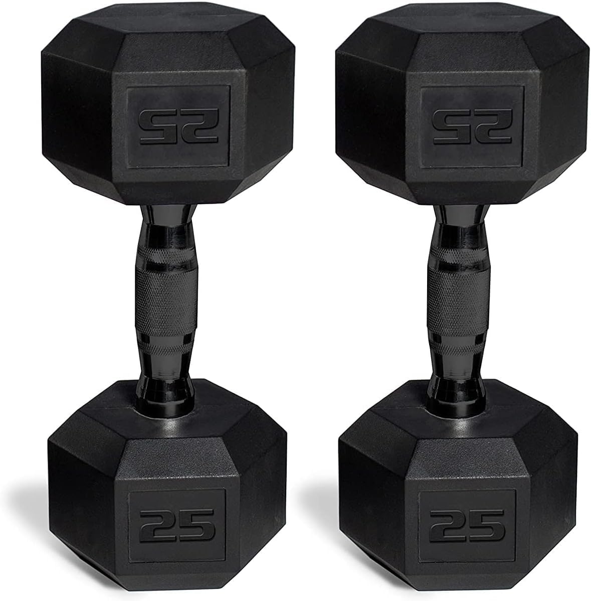 Cap Barbell 50 Lbs Coated Dumbbell Set With Black Handles, 25Lbx2