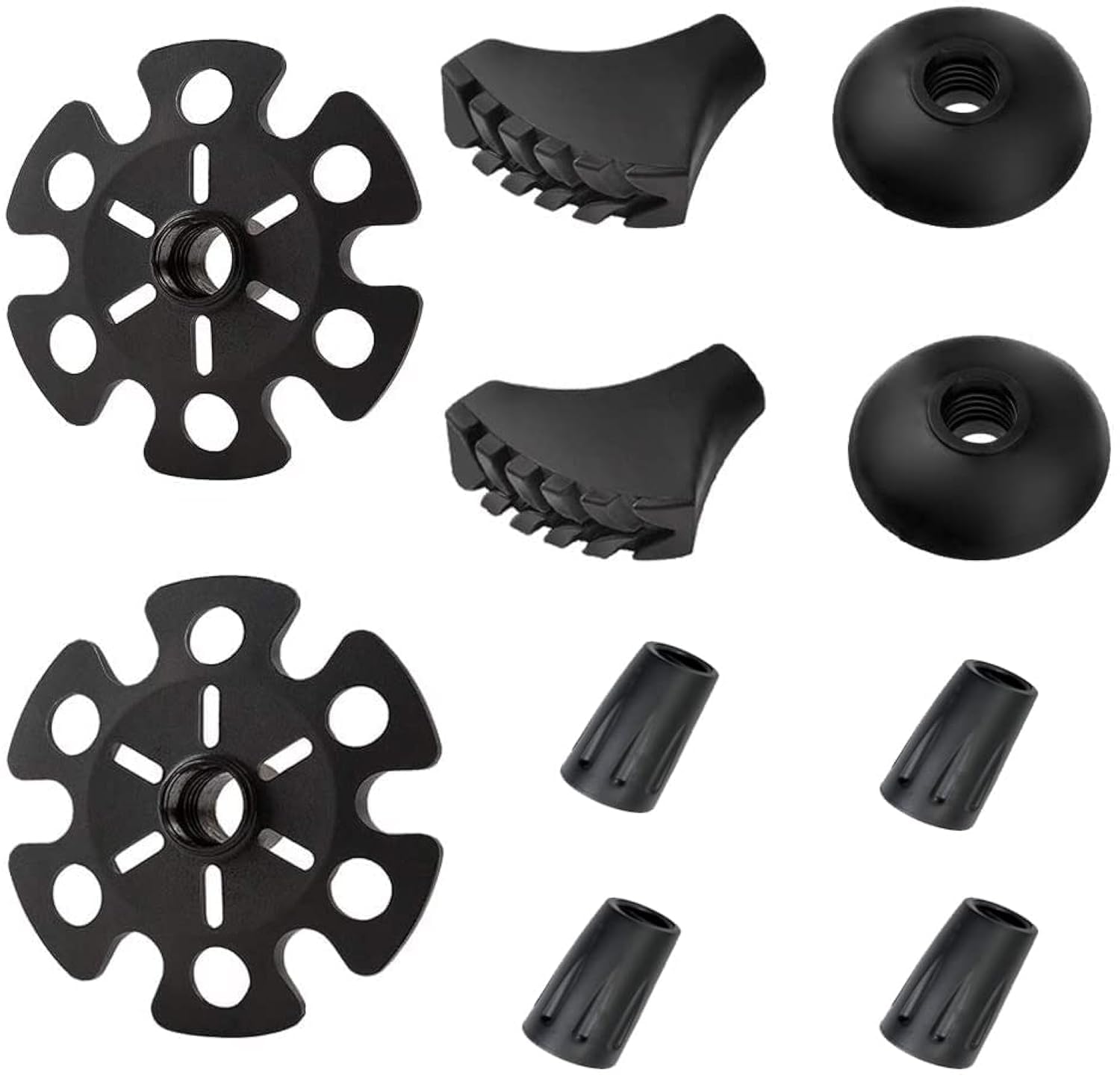 Hiking Walking Sticks Rubber Tips 10 Pack, Replacement Tips Protectors, Snow Baskets, Mud Baskets Set For Trekking Poles, Fits M