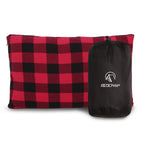 Redcamp Small Camping Pillow Lightweight And Compressible, 1Pc Flannel Travel Pillow With Removable Pillow Cover (Red And Black 