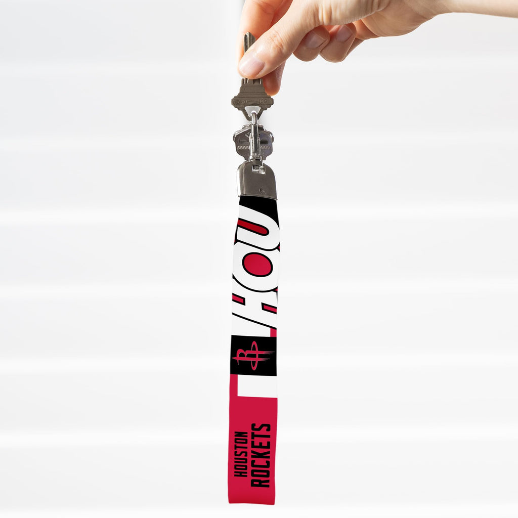 Rico Industries Nba Basketball Houston Rockets Wrist Lanyard Key Chain, Cute Wristlet Strap Keychain Holder For Women Men Car Ke