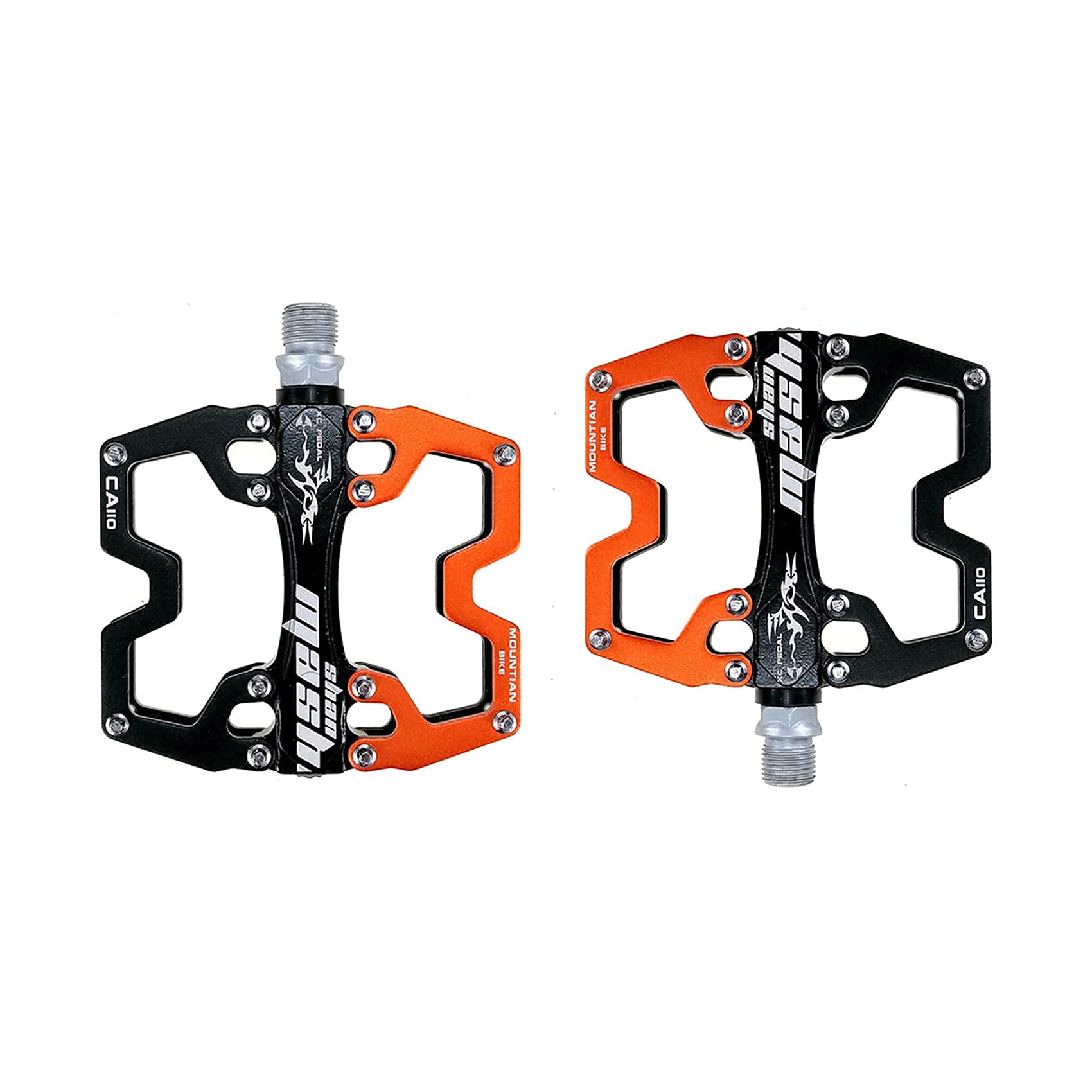 shanmashi CA110 Black Orange Mountain MTB Bike Pedals 9/16 Inch Road Bicycle Parallel Pedal Ultra-Light Aluminum Alloy Bearing C