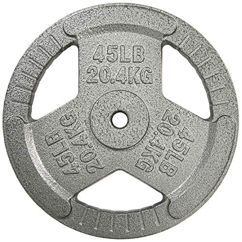 Hulkfit 1-Inch Iron Plate For Strength Training, Weightlifting, Single (45 Pounds), Silver