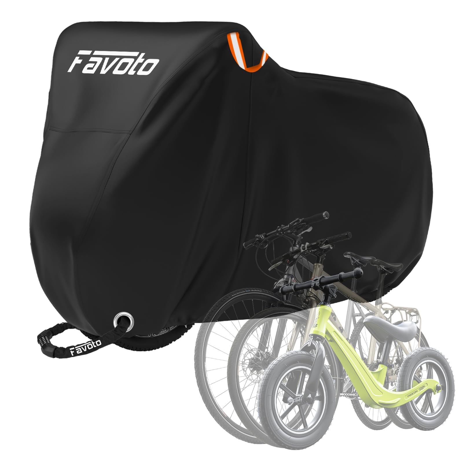 Favoto Bike Cover Waterproof Outdoor - Storage for 3 Bikes Bicycle Cover Sun Rain Dust Wind Proof Bike Tarp with Storage Bag for