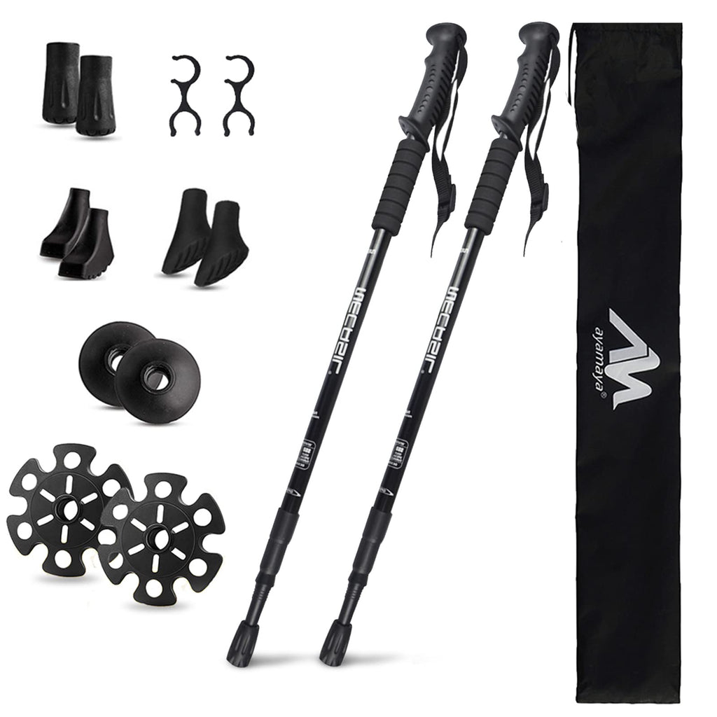 Carbon Fiber Trekking Poles -Ayamaya Collapsible Lightweight Hiking Walking Sticks With Natural Cork Grips, Quick Locks 4 Season