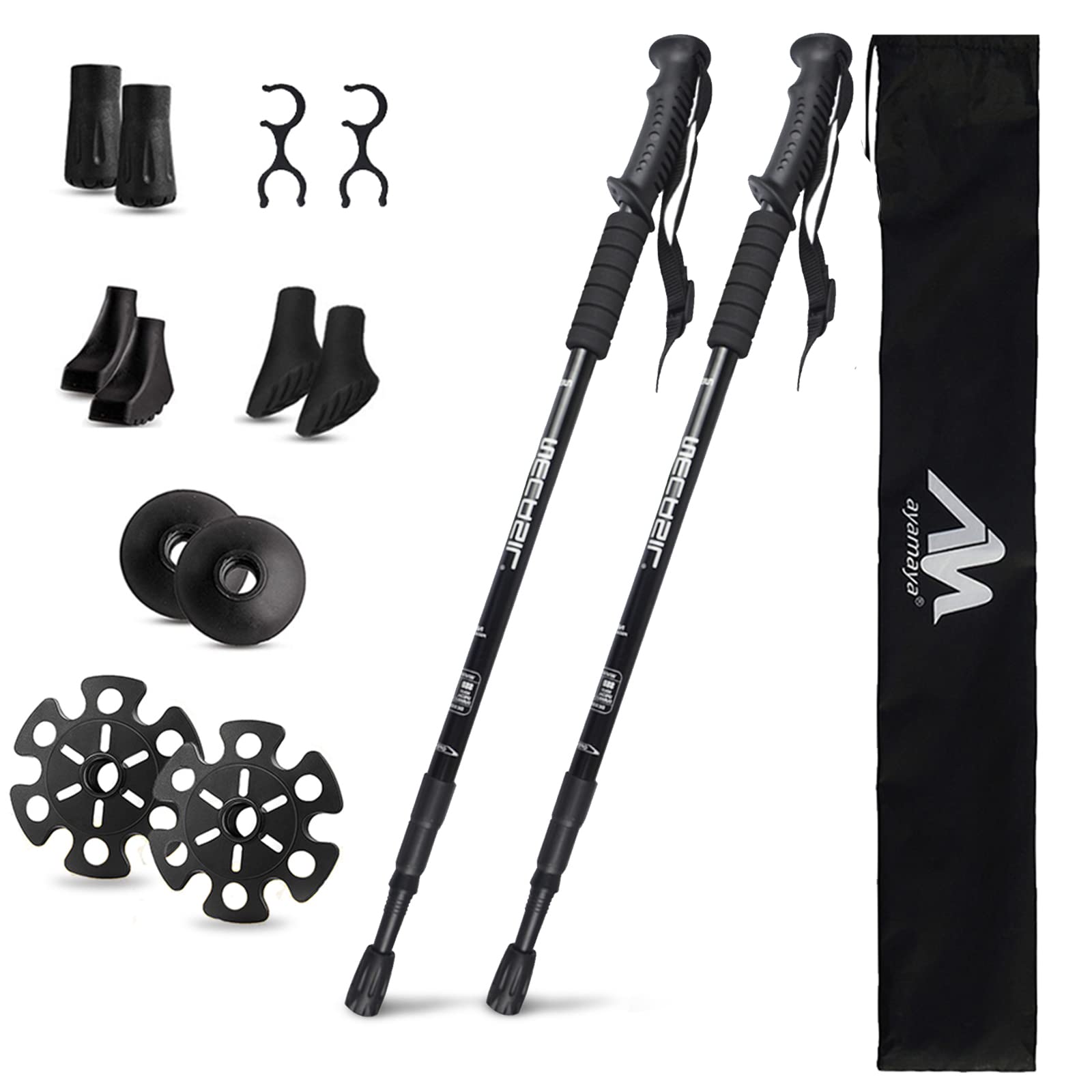 Carbon Fiber Trekking Poles -Ayamaya Collapsible Lightweight Hiking Walking Sticks With Natural Cork Grips, Quick Locks 4 Season