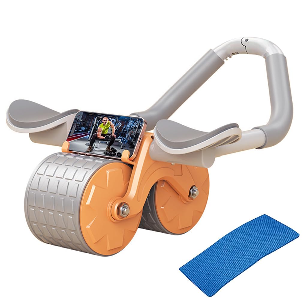 Optifit Ab Roller Set With Handle & Silent Knee Pad Mat For Exercise Gym, Abdominal Ab Roller With Phone Holder For Core Workout