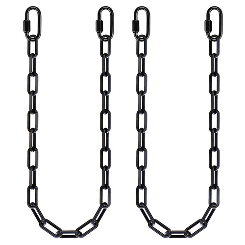 2Pcs 45 inch Black Heavy Duty Hanging Chains with 4 Carabiners 1000 LB Capacity Swing Chain Extension Hammock Chains and Hooks H