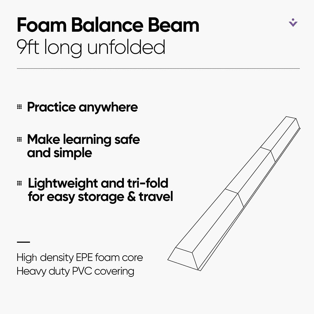 Zeny 9Ft Folding Gymnastics Balance Beam Low Floor Balance Beam Bar With Anti-Slip Base Extra Firm Foam Walking Beams Home Balan