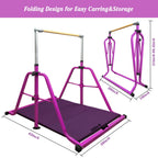 Foldable & Movable Gymnastics Kip Bar,Horizontal Bar For Kids Girls Junior,No Wobble Gym Equipment For Home Indoor,3 To 5 Adjust