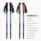 Fizan Compact 3 Trekking Poles - 5.6 oz Ultralight, Backpacking, Thru Hiking Poles, Adjustable, Collapsible, Customized Fit, EVA
