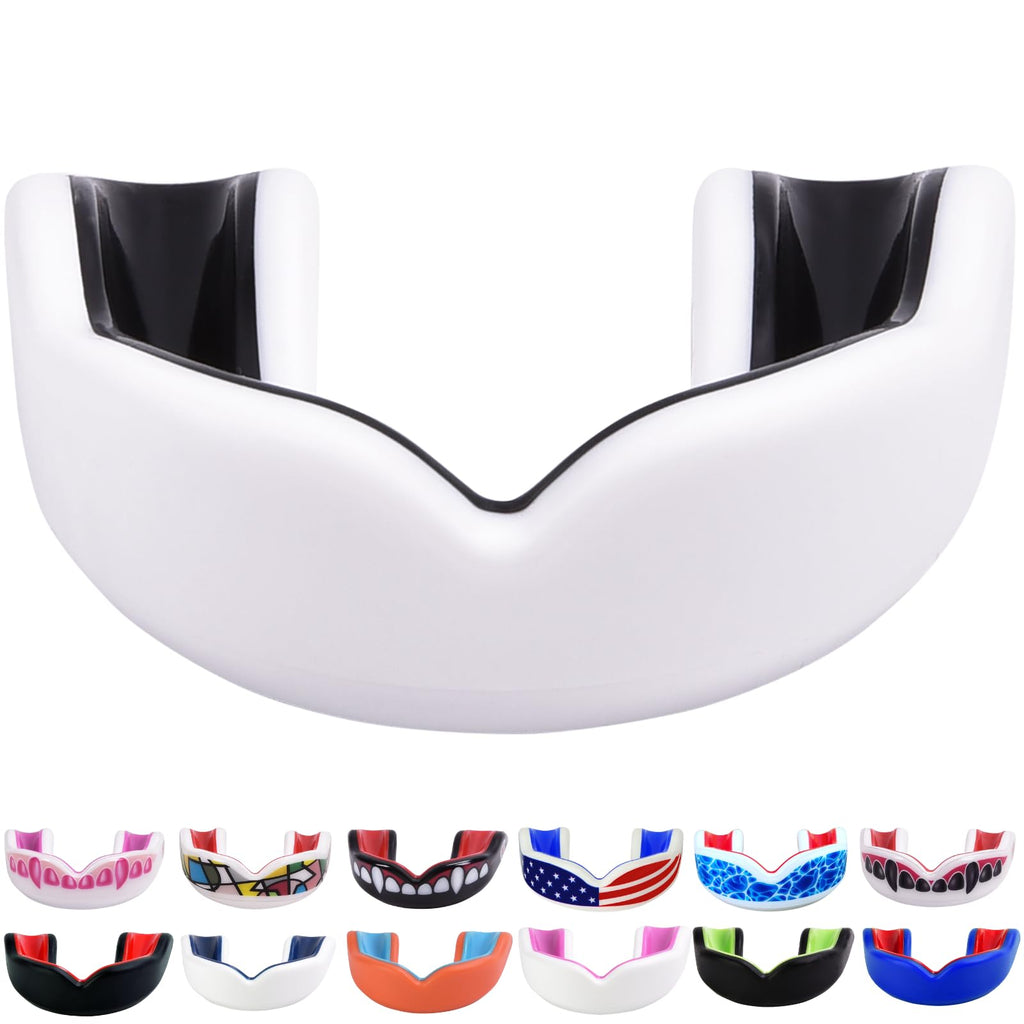 Oral Mart Kids Mouth Guard (White/Black) - Youth Mouth Guard For Karate, Flag Football, Martial Arts, Taekwondo, Boxing, Footbal