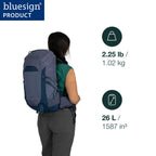 Osprey Tempest 26L Womens Lightweight Hiking Backpack - Daypack for Travel & Camping, Anchor Blue/Atlas