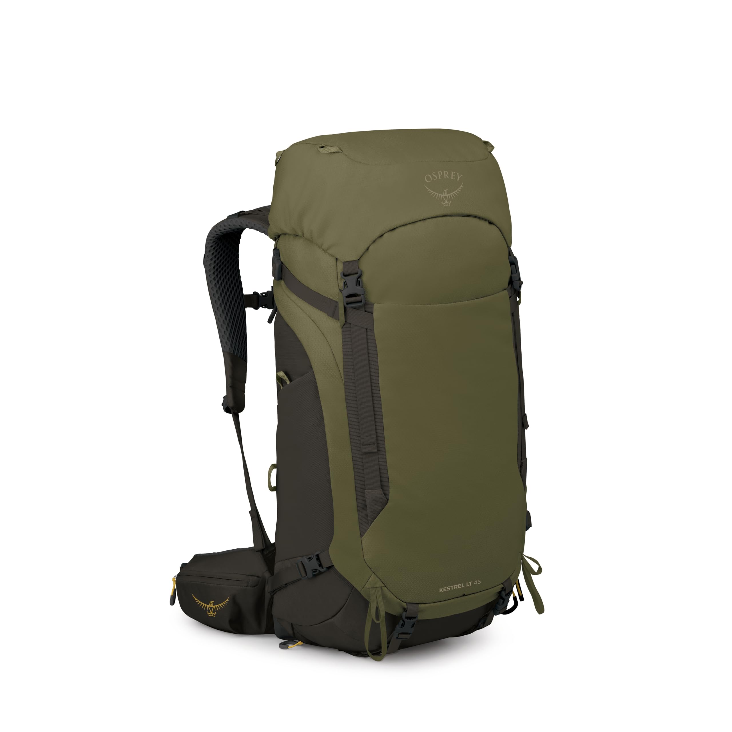 Osprey Kestrel LT 45L Mens Backpacking Backpack - Lightweight Hiking & Camping Bag with Waterproof Raincover, Moss Green