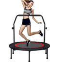 Mini Rebounder Fitness Trampoline with Adjustable Handle - Foldable Indoor Exercise Trampoline, Heavy-Duty Silent Jumping Mat fo