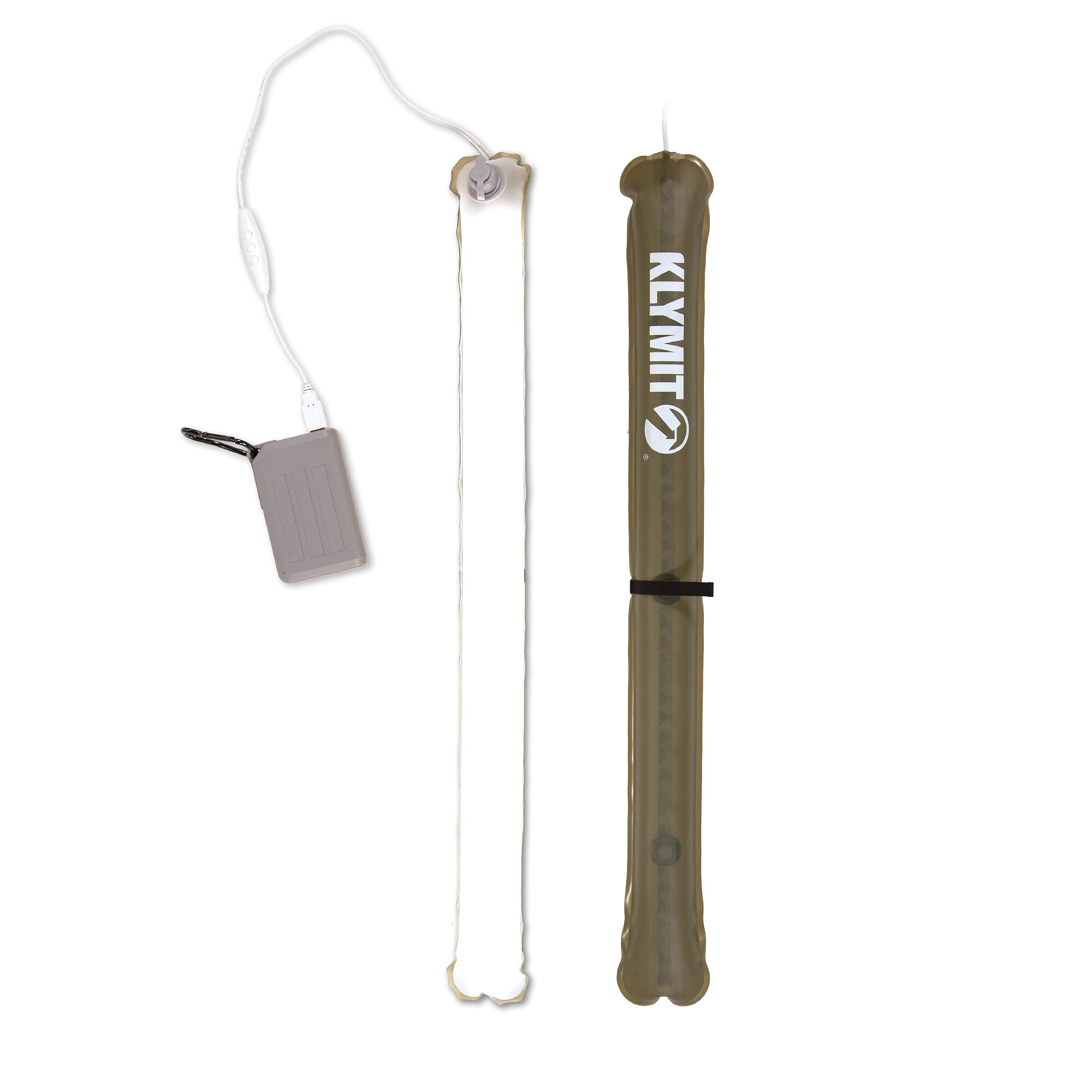 Klymit Everglow LED Light Tube, Inflatable Camping Lantern with Dimmable Super-Bright USB Light with Carabiner Loop and Magnetic