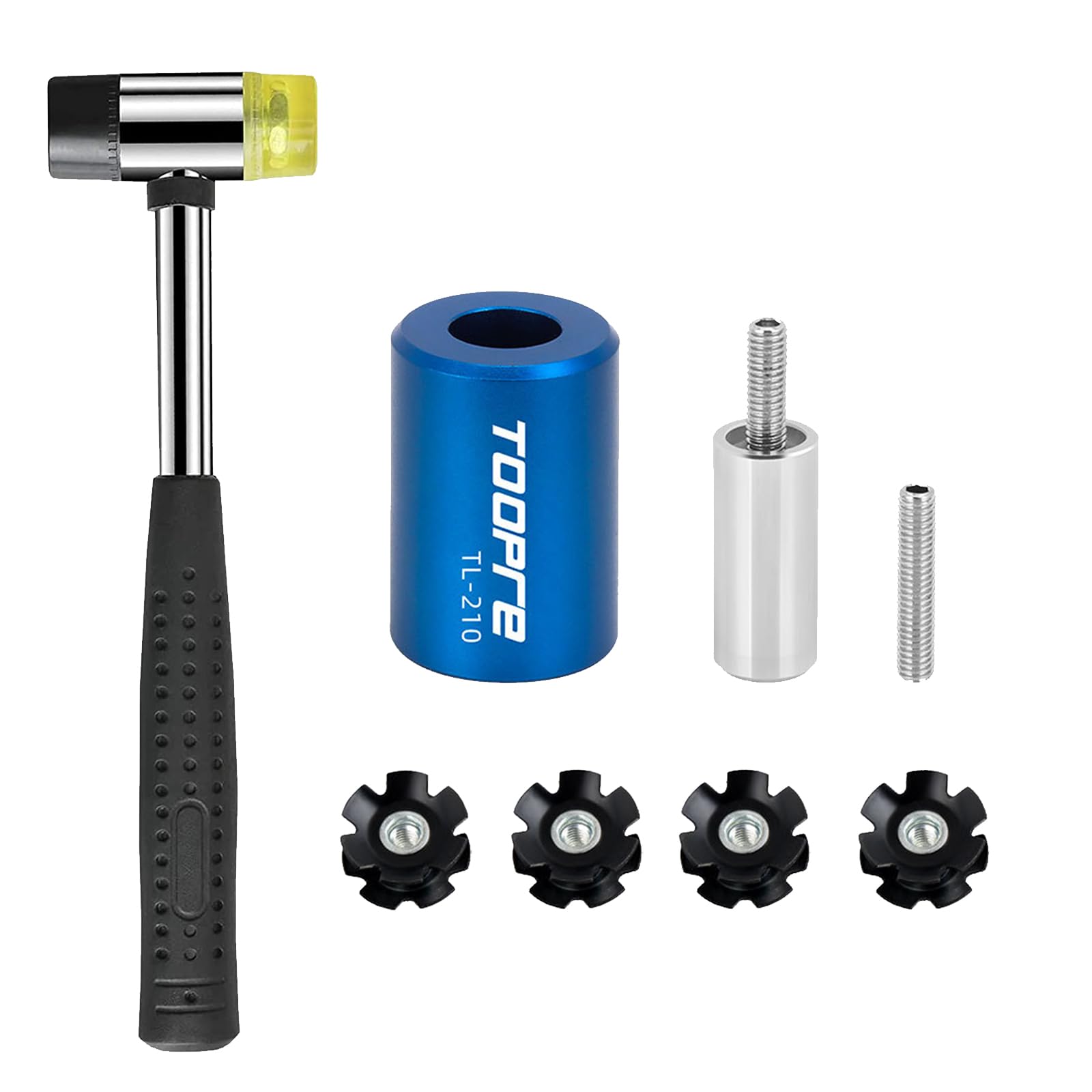Mimoke Bike Bicycle Fork Star Nut Setting Installer Install Tool with 4 Free Star Nuts include Rubber hammer (With Rubber hammer