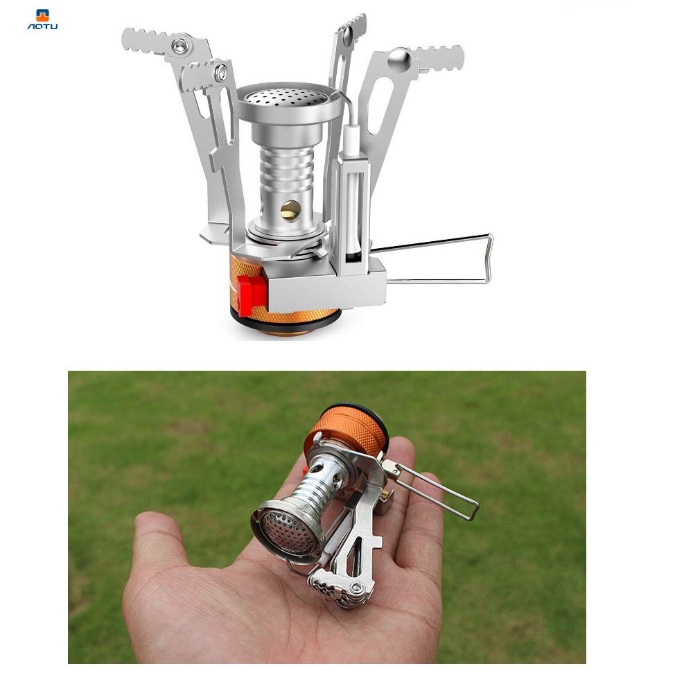 Aotu Portable Camping Stoves Backpacking Stove With Piezo Ignition Stable Support Wind-Resistance Camp Stove For Outdoor Camping