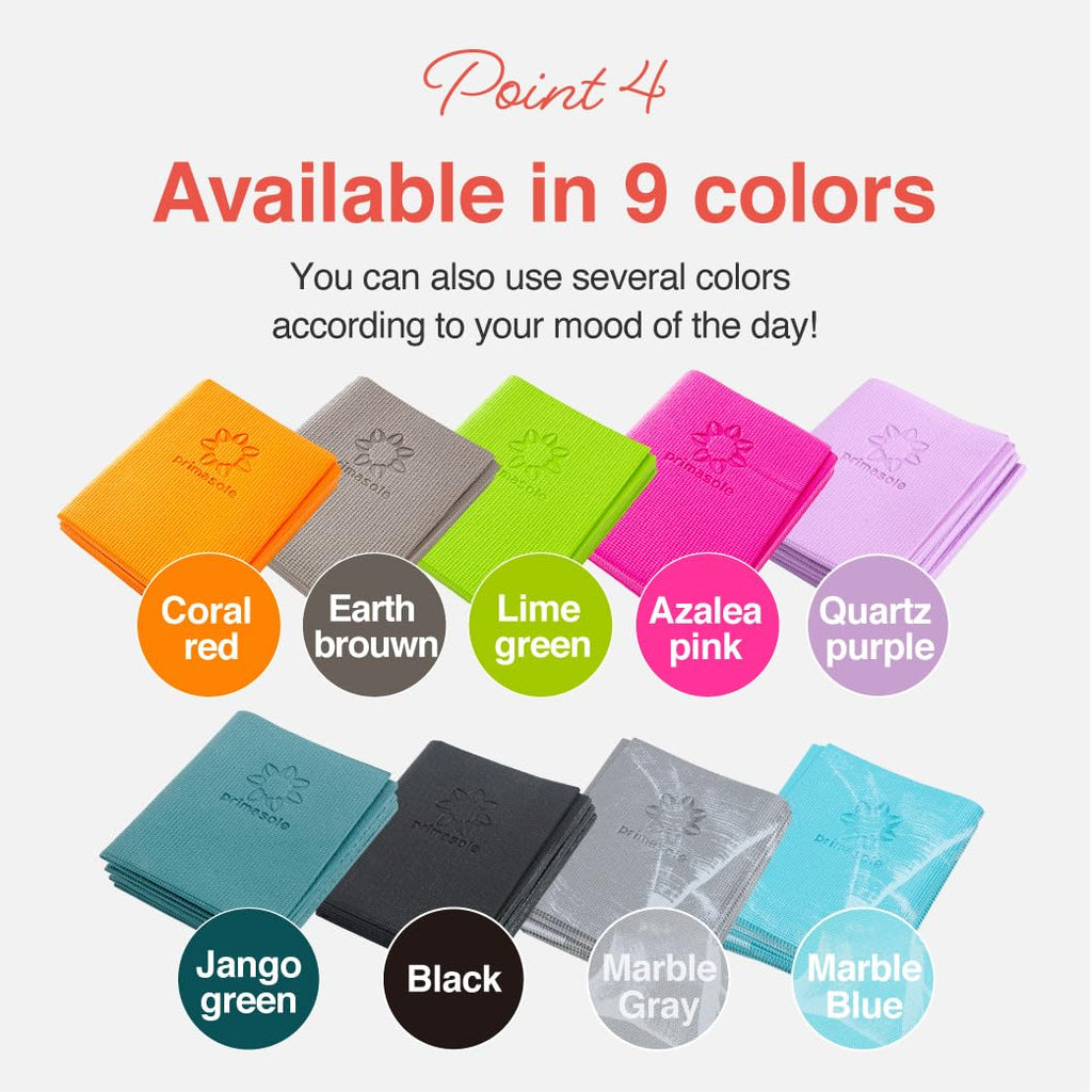 Primasole Folding Yoga Travel Pilates Mat Foldable Easy To Carry To Class Beach Park Travel Picnics 4Mm Thick, Marble Grey