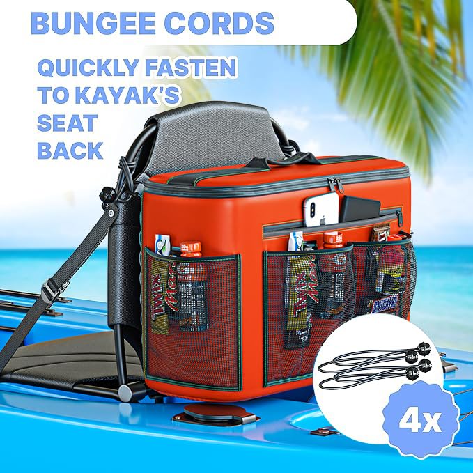 Skywin Kayak Cooler Behind Seat - Waterproof Kayak Seat Back Cooler- Compatible With Lawn-Chair Style Seats, Kayak Accessories S