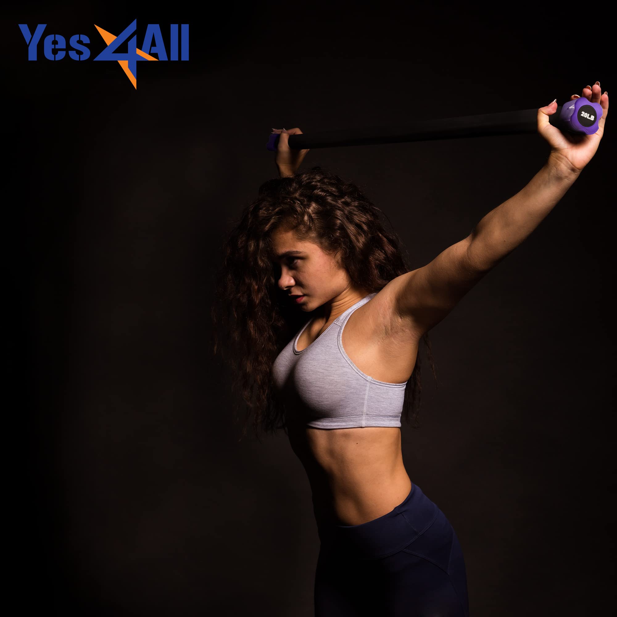 Yes4All Total Body Weighted Workout Bar, Body Bar For Exercise, Therapy, Aerobics, And Yoga, Strength Training 8Lbs