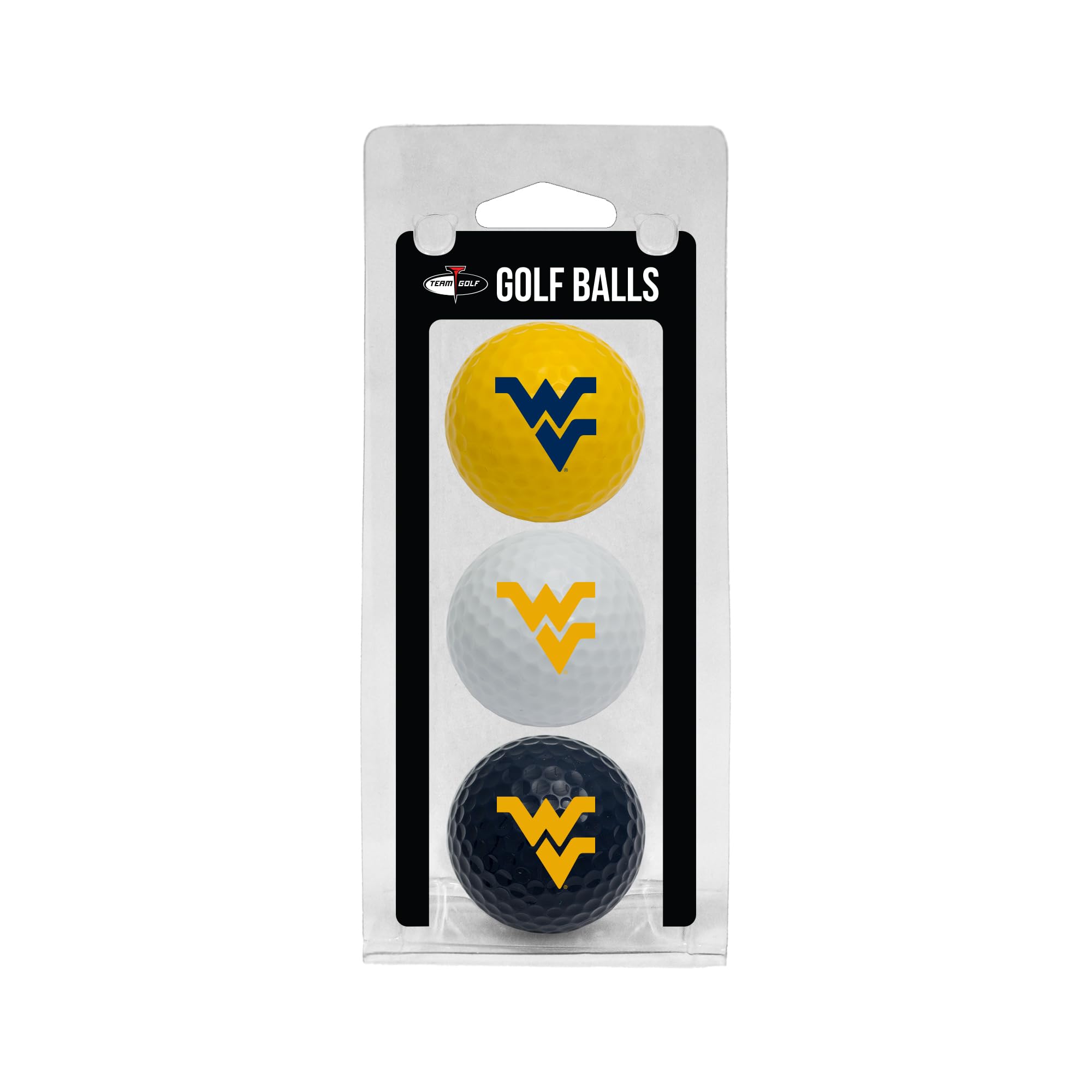 Team Golf Ncaa West Virginia Mountaineers 3 Golf Ball Pack Regulation Size Golf Balls, 3 Pack, Full Color Durable Team Imprint
