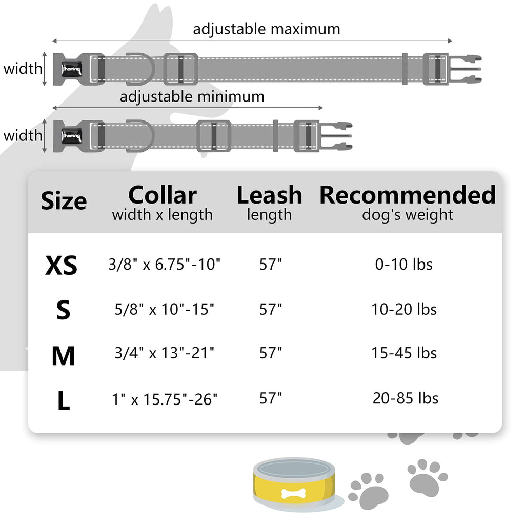 Ihoming Dog Collar And Leash Set For Daily Outdoor Walking Running Training, Floral Sky Design For Small Boys Girls Dogs Cats Pe