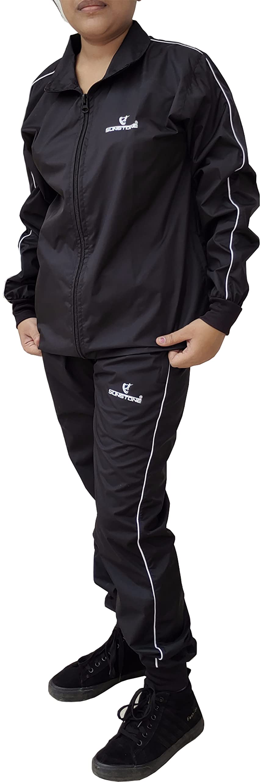 Sunstone 77Xr Sauna Suit Weight Loss Running Fitness Zipper For Women (Black, Large)