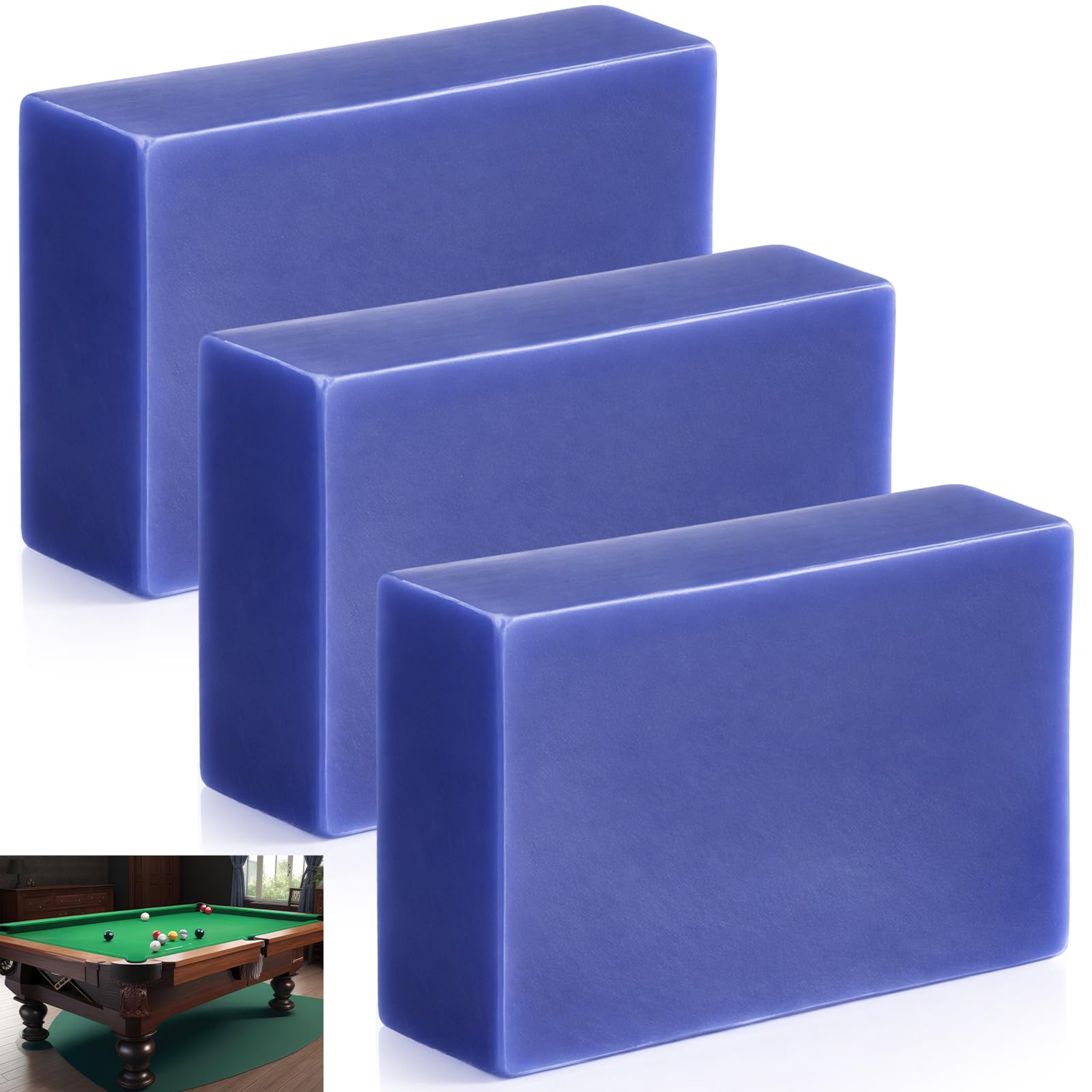 Conelist 3 Pcs Billiard Pool Table Beeswax Bar, 3oz Each Beeswax for Pool Table Slate Seams Game Room and Screw Holes (Blue)