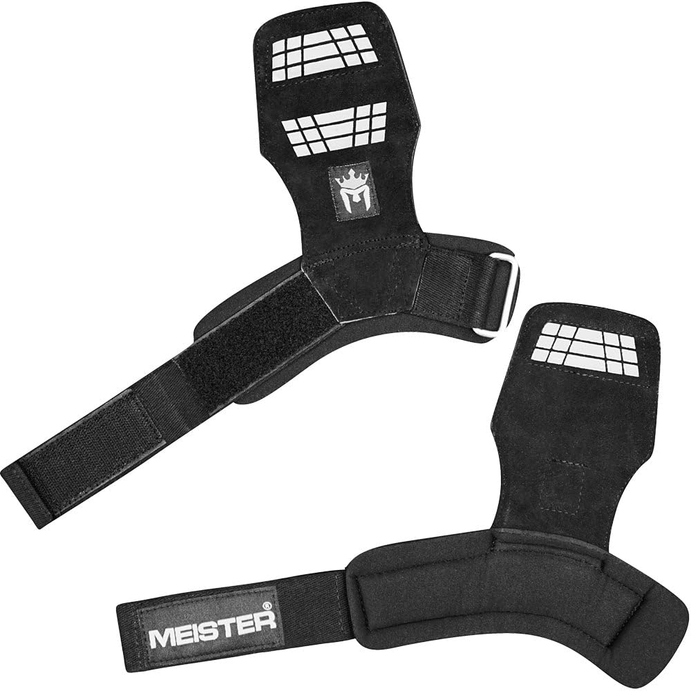Meister Elite Leather Weight Lifting Grips W/Gel Padding (Pair) - X-Small