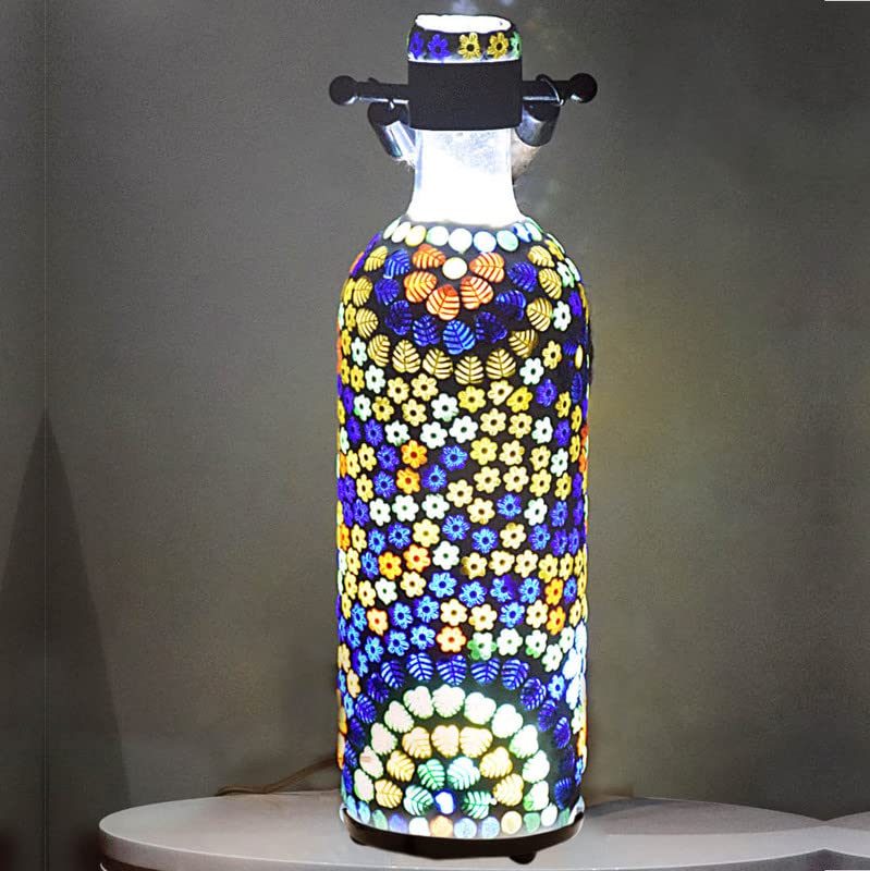 Pure Source India Mosaic Glass Led Lanterns With Jute Handle, Suitable For Home Decoration, Hotels, Restaurants Etc. (3.25 X 11