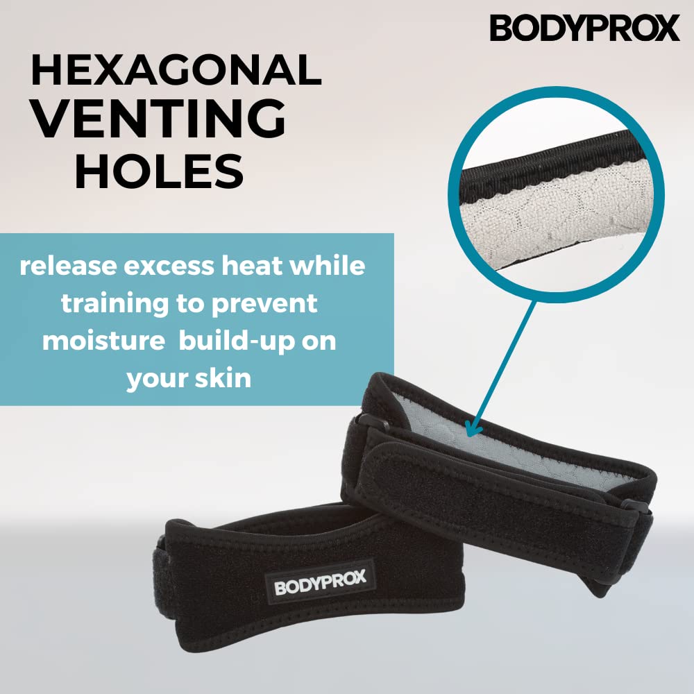Bodyprox Patella Tendon Knee Strap 2 Pack, Knee Pain Relief Support Brace Hiking, Soccer, Basketball, Running, Jumpers Knee, Ten