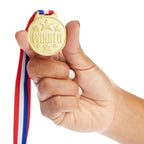 Juvale 24 Pack Gold Winner Medals For Kids And Adults - Participation Awards With 15.3-Inch Red, White, And Blue Neck Ribbons Fo