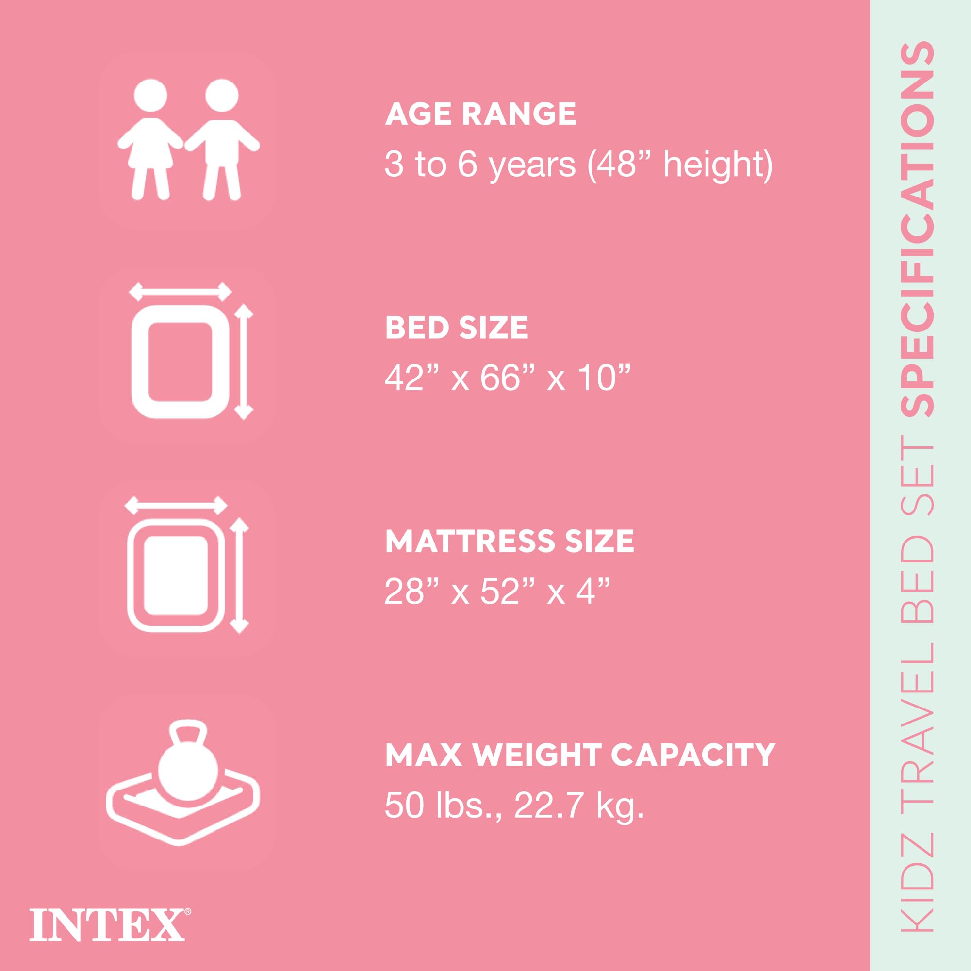 Intex 66810Ep Inflatable Kidz Travel Bed Set: Includes Hand Pump And Carry Bag - Removable Mattress - Quick Inflation - Indoor U