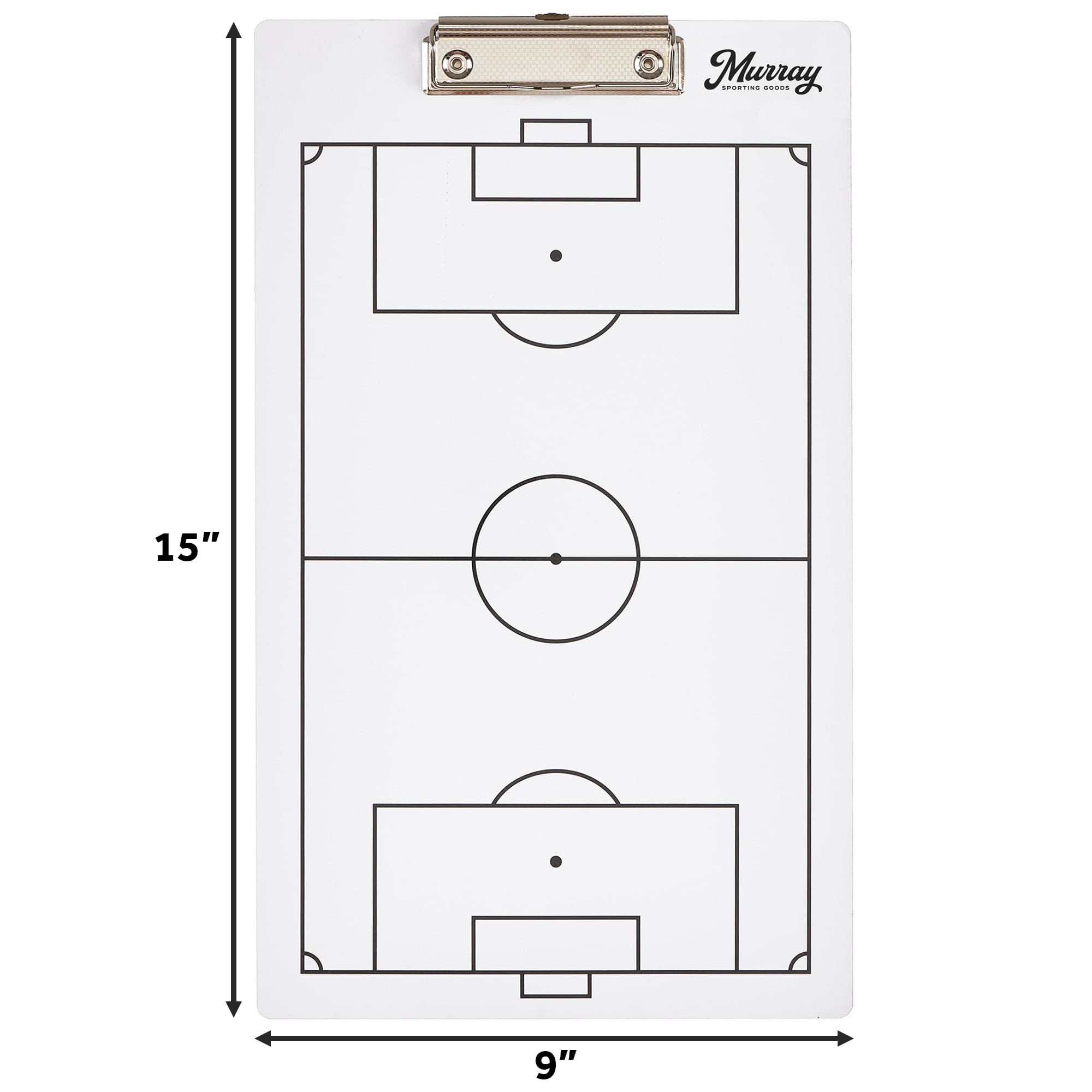 Murray Sporting Goods Soccer Dry Erase Coaches Clipboard  Double-Sided Soccer Field Clipboard Dry Erase White Board  Soccer Futb