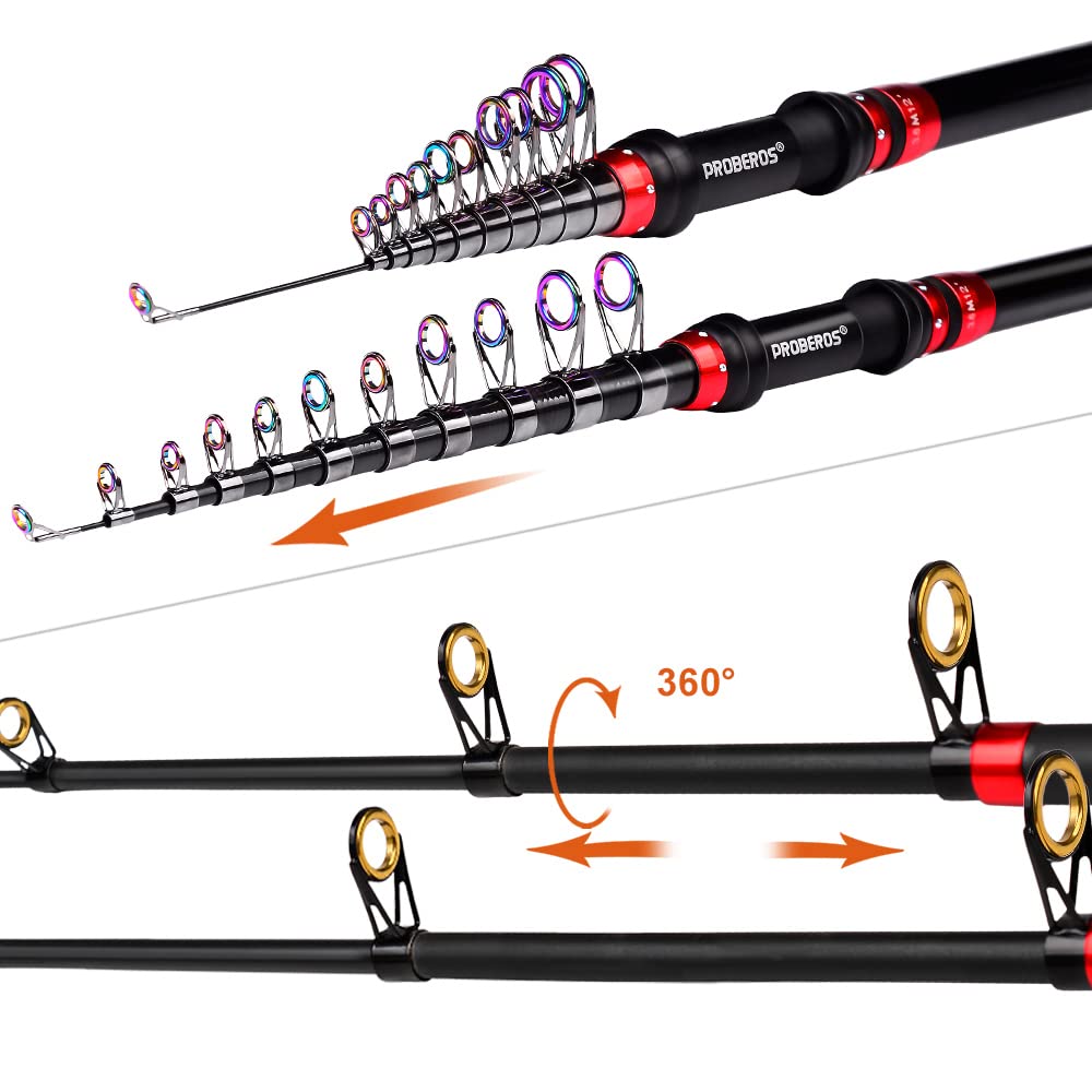 Proberos Kids Fishing Pole - Portable Telescopic Fishing Rod And Reel Combo Kit - Small Spinning Fishing Reel Rods With Lures Li