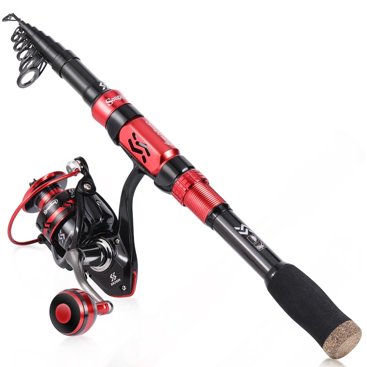 Sougayilang Fishing Rod and Reel Combos, Telescopic Fishing Pole with 12+1BB Spinning Reel for Travel Saltwater Freshwater Fishi
