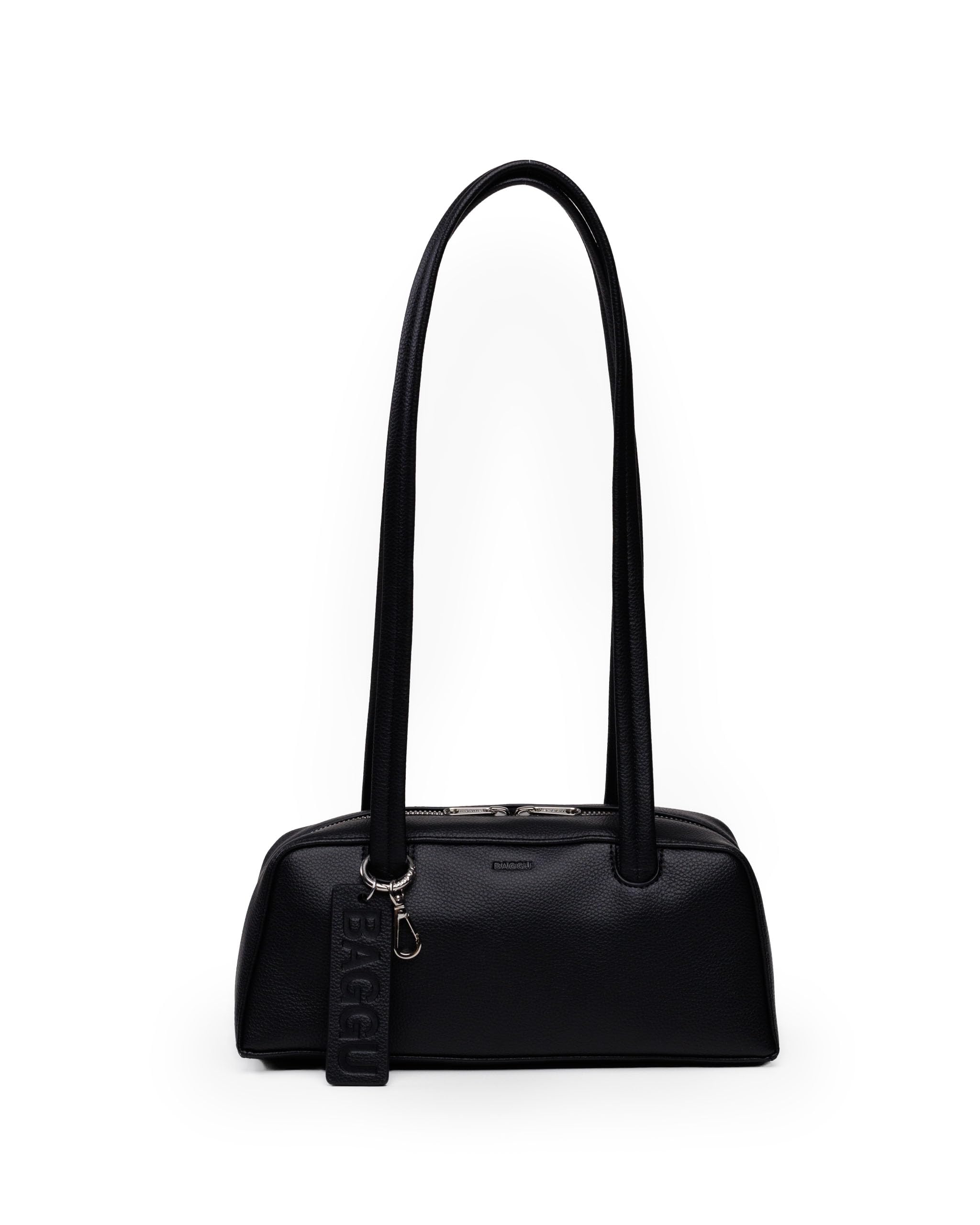 BAGGU Small Recycled Leather Bowler Bag - Black