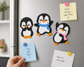 Cute Penguin Fridge Magnets Set of 3, Handmade Refrigerator Magnets, Kawaii Penguin Kitchen Decor, Decorative Animal Magnets for