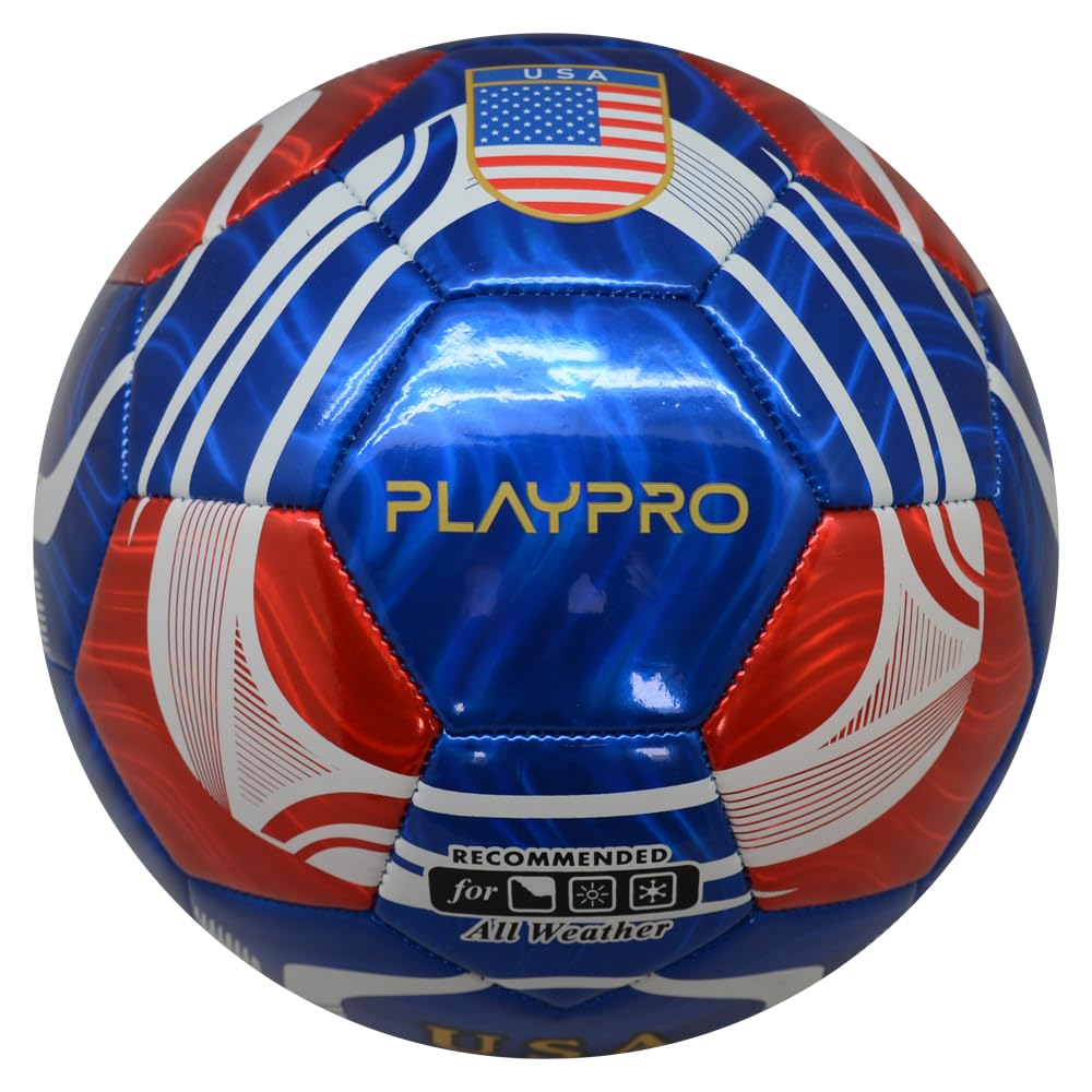 PLAYPRO Country Training Soccer Ball: World Edition (USA - Blue, 5)