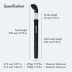 Djc Bike Suspension Seatpost Shock Absorber Damper Post 272 309 316 Mm, Lightweight Aluminum Body (Full Silver Color, 316Mm)