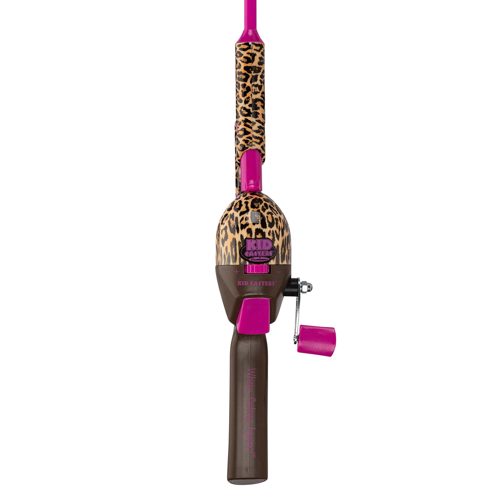 Kid Casters: Leopard Tangle-Free Fishing Combo|Spincast Reel & Practice Casting Plug | 34 Tangle-Free Combo|Inline Rod W/Ez Thre