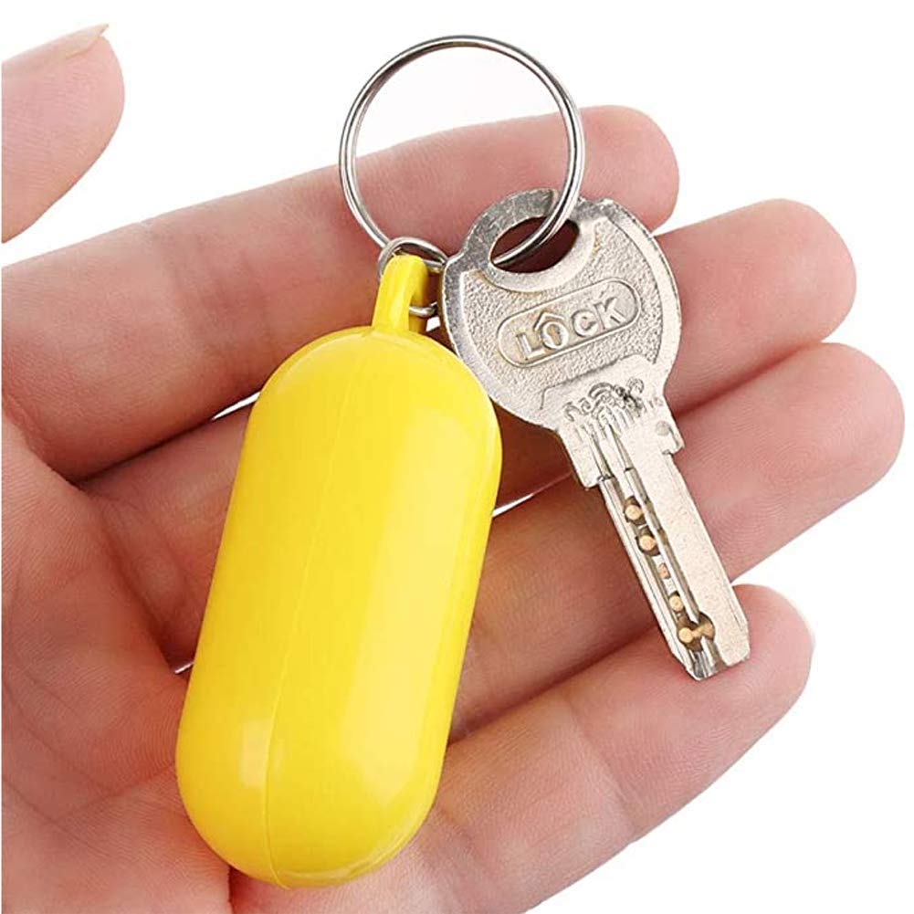 Luzen 4Pcs Plastic Floating Keychain Pill-Shape Floating Key Ring Key Float Keychain Pendant For Boating Fishing Kayak Surfing S