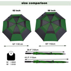 Mrtlloa 62 Inch Automatic Open Green/Black Golf Umbrella, Extra Large Oversize Double Canopy Vented Windproof Waterproof Sports