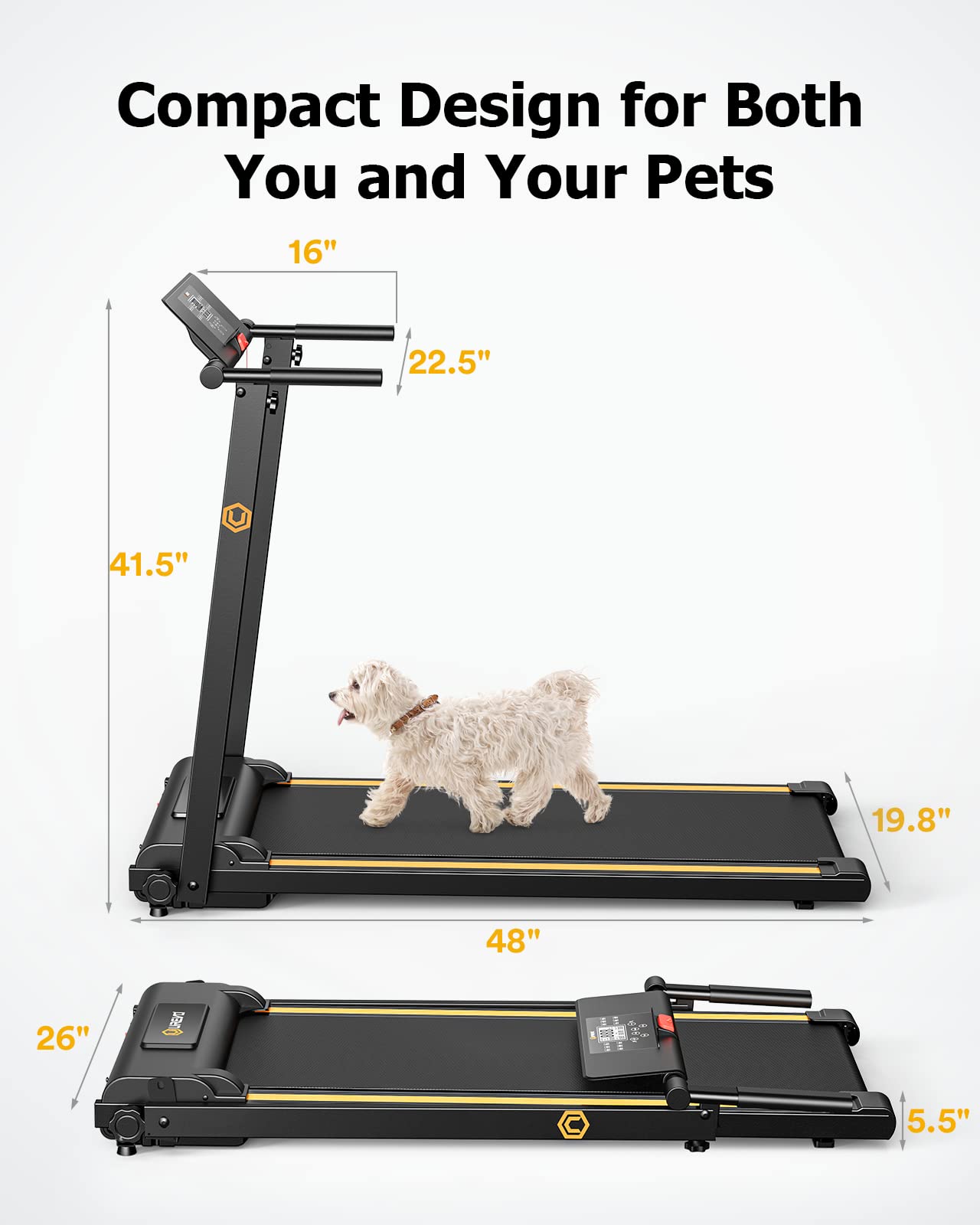 Urevo Walking Pad Treadmills For Home Office, Under Desk Compact Design Treadmill Portable Walking Pad Treadmill With Remote Con