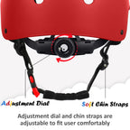 Kids Bike Helmet, Adjustable And Multi-Sport, From Toddler To Youth, 3 Sizes (Red)