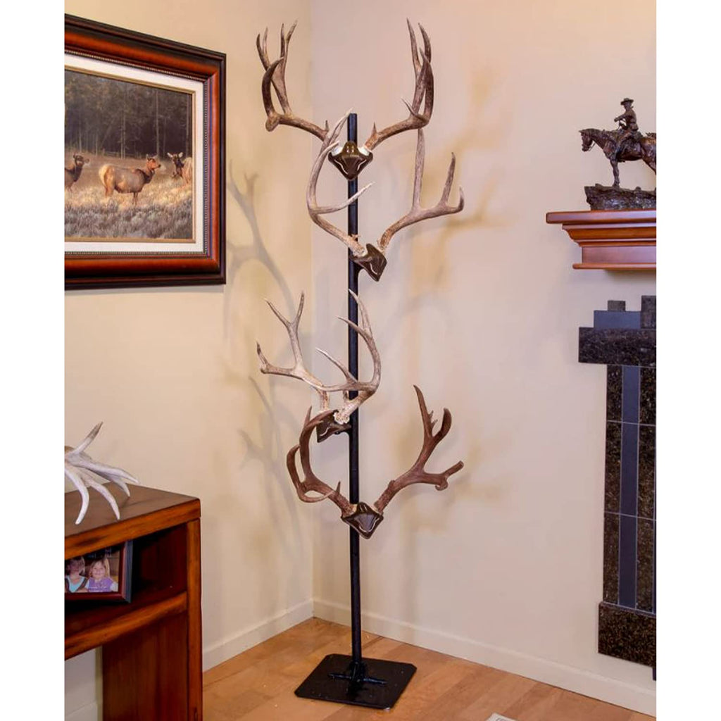 Skull Hooker Trophy Tree European Trophy Mount - Hang Up To 5 Taxidermy Deer Antlers And Other Skulls For Display - Graphite Bla