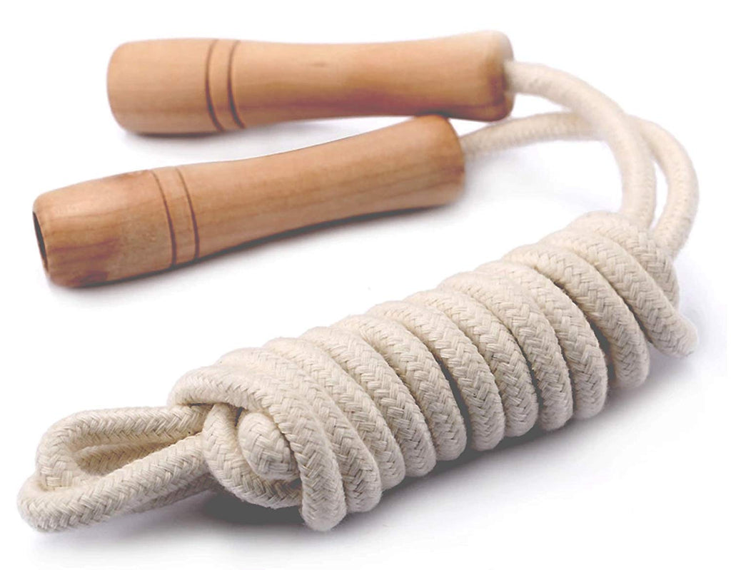 Homello Jump Rope For Kids - Wooden Handle - Adjustable Cotton Braided Fitness Skipping Rope For Toddler Fitness Workout Exercis