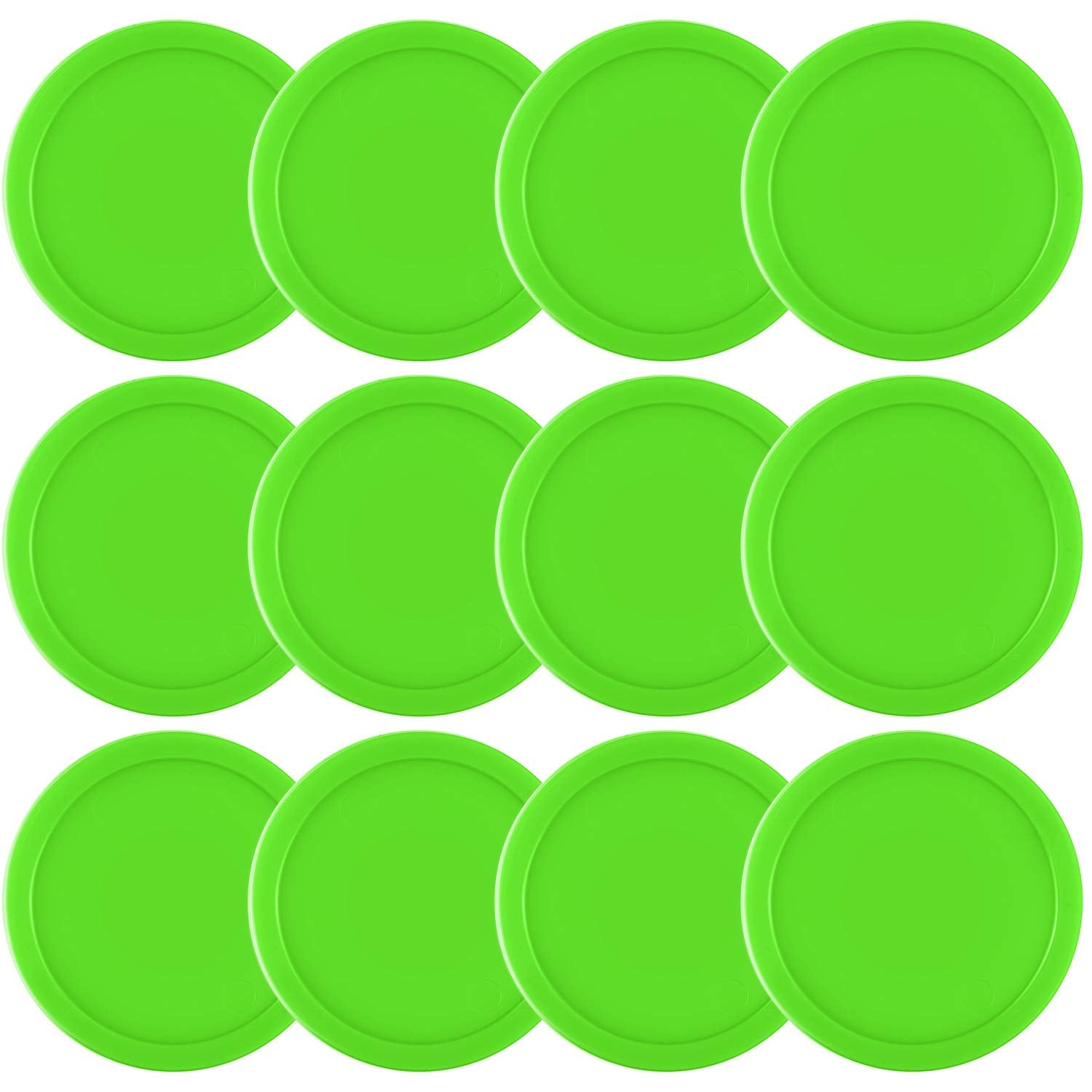 Coopay 12 Pieces Home Air Hockey Pucks 2.5 Inch Heavy Replacement Pucks for Game Tables Equipment Accessories, 12 Grams (Green)